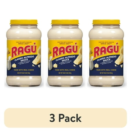 (3 pack) Ragu Classic Alfredo Pasta Sauce, Made with Real Cheese, 16 oz