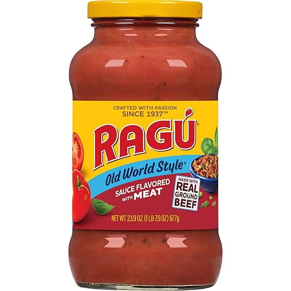 Ragu Old World Style Sauce Flavored with Meat, Made with Olive Oil, Perfect for Italian Style Meals at Home, 24 OZ