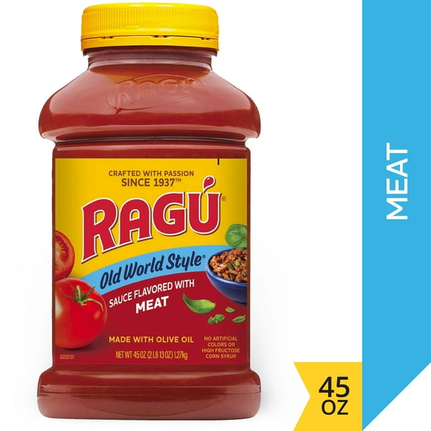 Ragu Old World Style Sauce Flavored with Meat, Made with Olive Oil, Perfect for Italian Style Meals at Home, 45 OZ