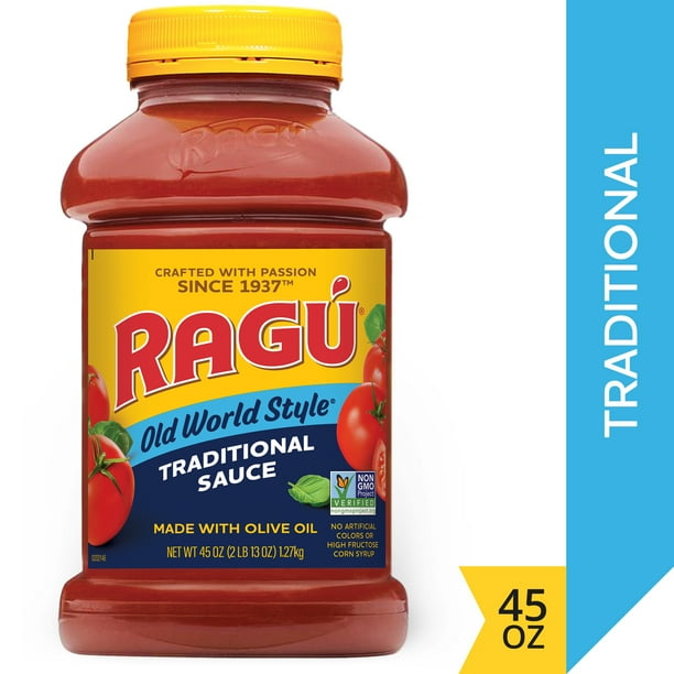 Ragu Old World Style Traditional Sauce, Made with Olive Oil, Perfect for Italian Style Meals at Home, 45 OZ