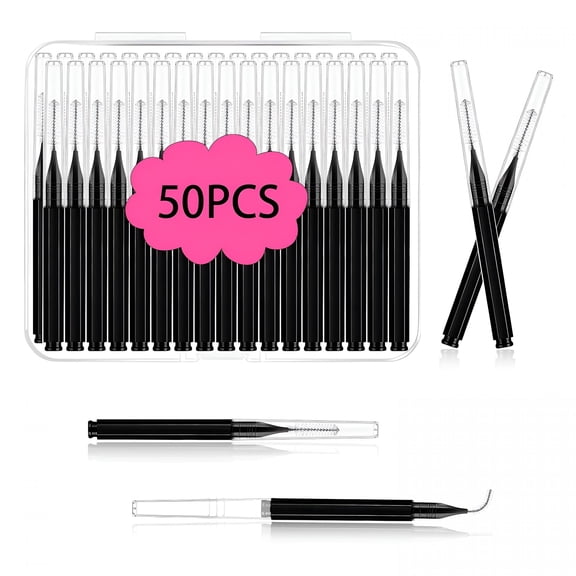 Ragupel Micro Eyebrow Brush Set With Cap, 50Pcs Mini Spoolie Comb For Lash Extensions, Brow Lamination, Mascara Separator, Disposable Eyelash Tools