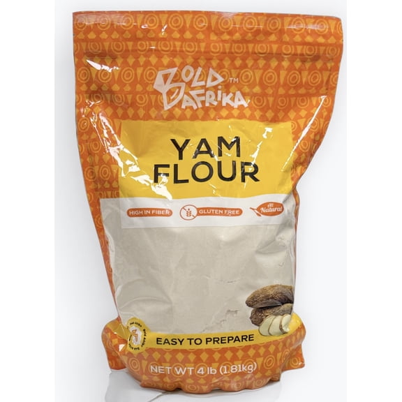 Rahama - Bold Afrika Yam Flour High in Fiber Gluten Free All Natural Easy to Prepare 4 lb (1.81kg)