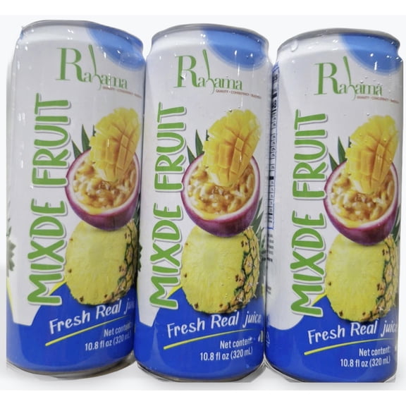 Rahama Mixde Fruits Juice 100% Natural 320ML ,Mango, Pineapple & Passion Fuits 6-packs