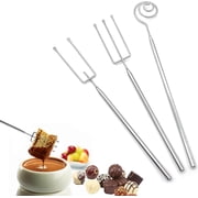 Raheem Set of 3 Chocolate Praline Forks Set Stainless Steel Dessert Fondue Fork Candy Dip Accessories Pralines Cutlery Hand Tool for Handmade Chocolates, Sweets, Truffles, Chocolates Set with Grid