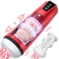 thumbnail image 1 of Male Penis Stimulation Masturbation Cup, 7 Insertion Modes and 7 Vibration Modes, 3D Texture, Silicone and TPE Material, Red, 1 of 7