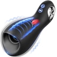 thumbnail image 1 of Men's Automatic Elastic Silicone Masturbation Cup, Penis Vibrator, with 10 vibration modes and 5 licking modes, 360° wrap-around male stimulator, black, 1 of 8