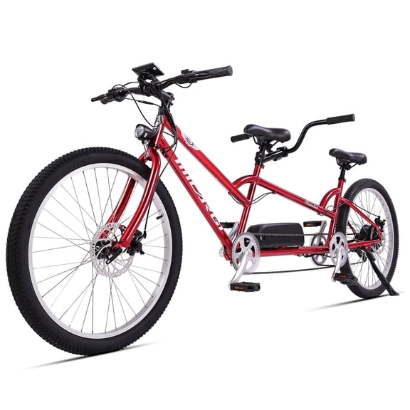 Raiatea 500W Tandem E-bike, 7-speed, Disc Brake, 48V 17.5AH Battery, 20mph, 40mi, for Women, Men, Red