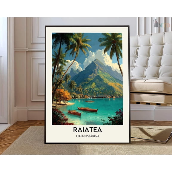 Raiatea French Polynesia Island Map Wall Art Travel Photo Print, Unframed Paper Poster 8x10in