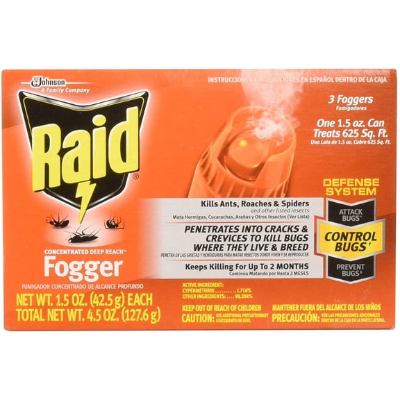 Raid 820421 4-Count Concentrated Deep Reach Fogger Residential Use, Standard Application