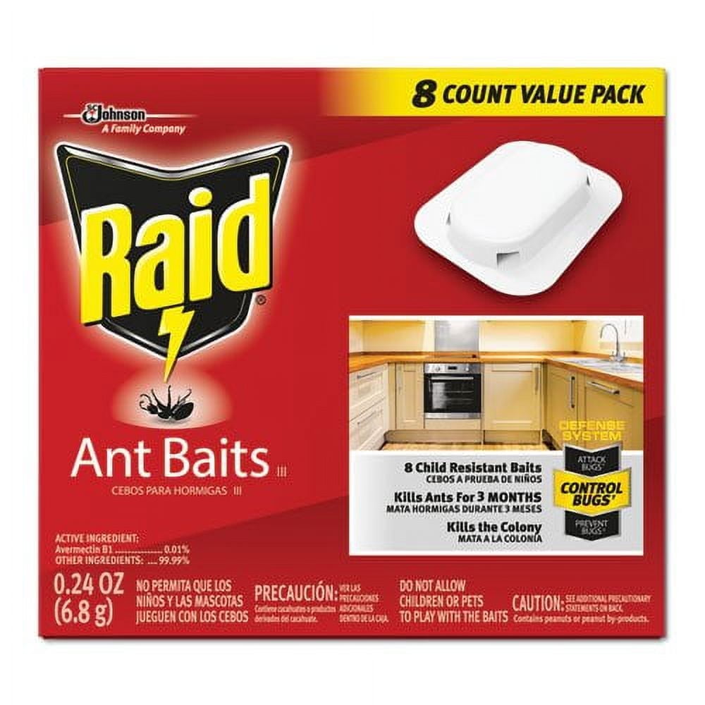 Raid® Ant Baits, 0.24 oz, Sweet Scent, 8/Bx, 12 Boxes/Carton (SJN308819)