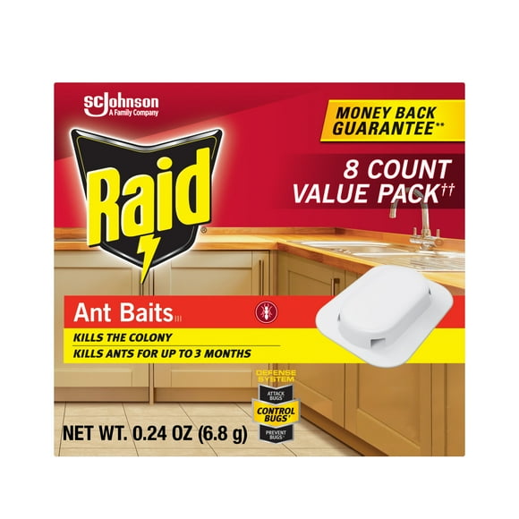 Raid Ant Baits III, Indoor Ant Insect Killer Traps, 0.24 oz, 8 ct