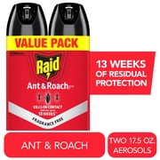Raid Ant & Roach Insect Killer, Fragrance Free Bug Spray, Insect Spray, 17.5 oz, 2 Count