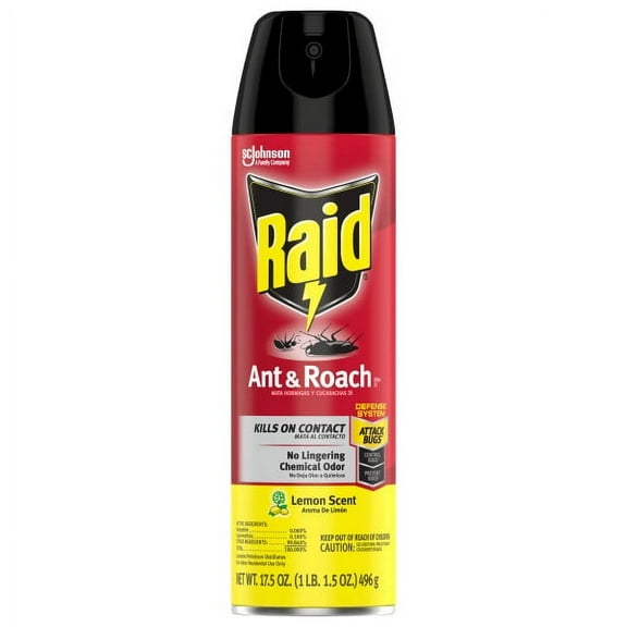 Raid Ant & Roach Killer 26, Lemon Fresh Scent, 17.5 oz, Pack of 4