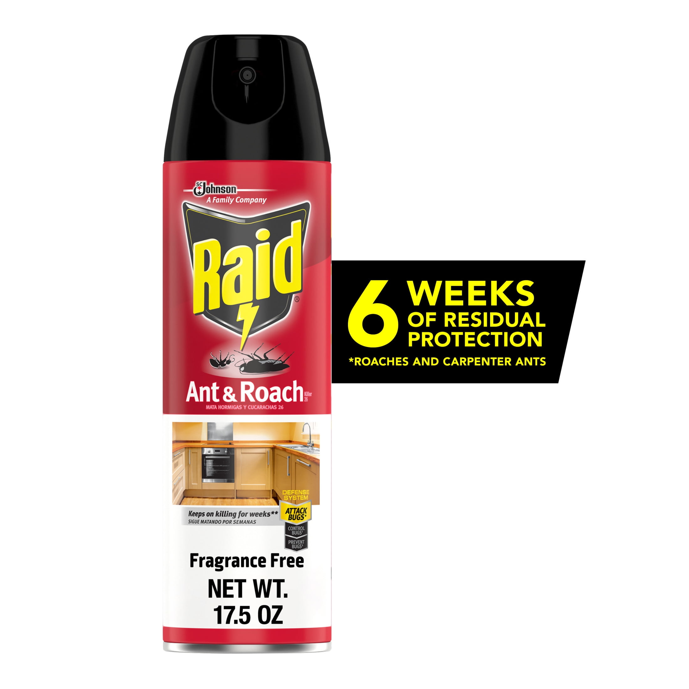 Raid Ant Roach Killer Indoor Insecticide Spray Fragrance Free 17.5 oz