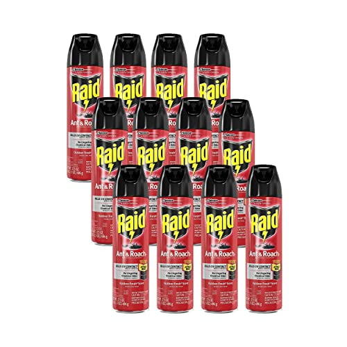 Raid Ant & Roach Killer Spray for Listed Bugs, Insect, Spider, For Indoor Use, Fresh Scent, 17.5 Oz, Pack of 12
