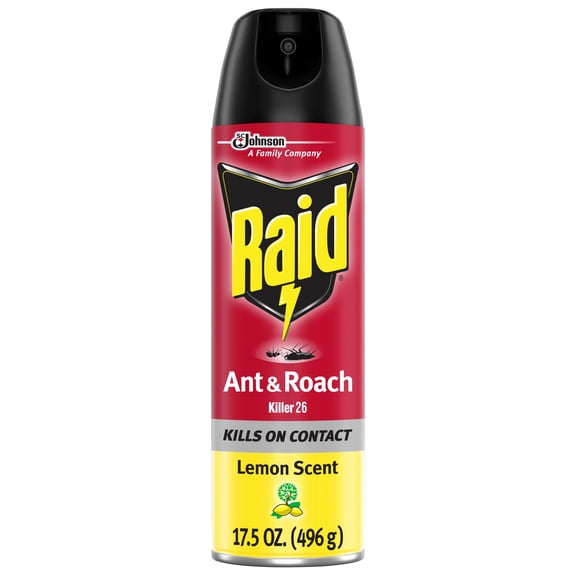 Raid Ant and Roach Insect Killer Aerosol Insecticide, Lemon Scent, 17.5oz