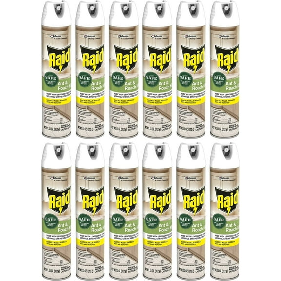 Raid Ant and Roach Killer, Aerosol Spray with Essential Oils (12)