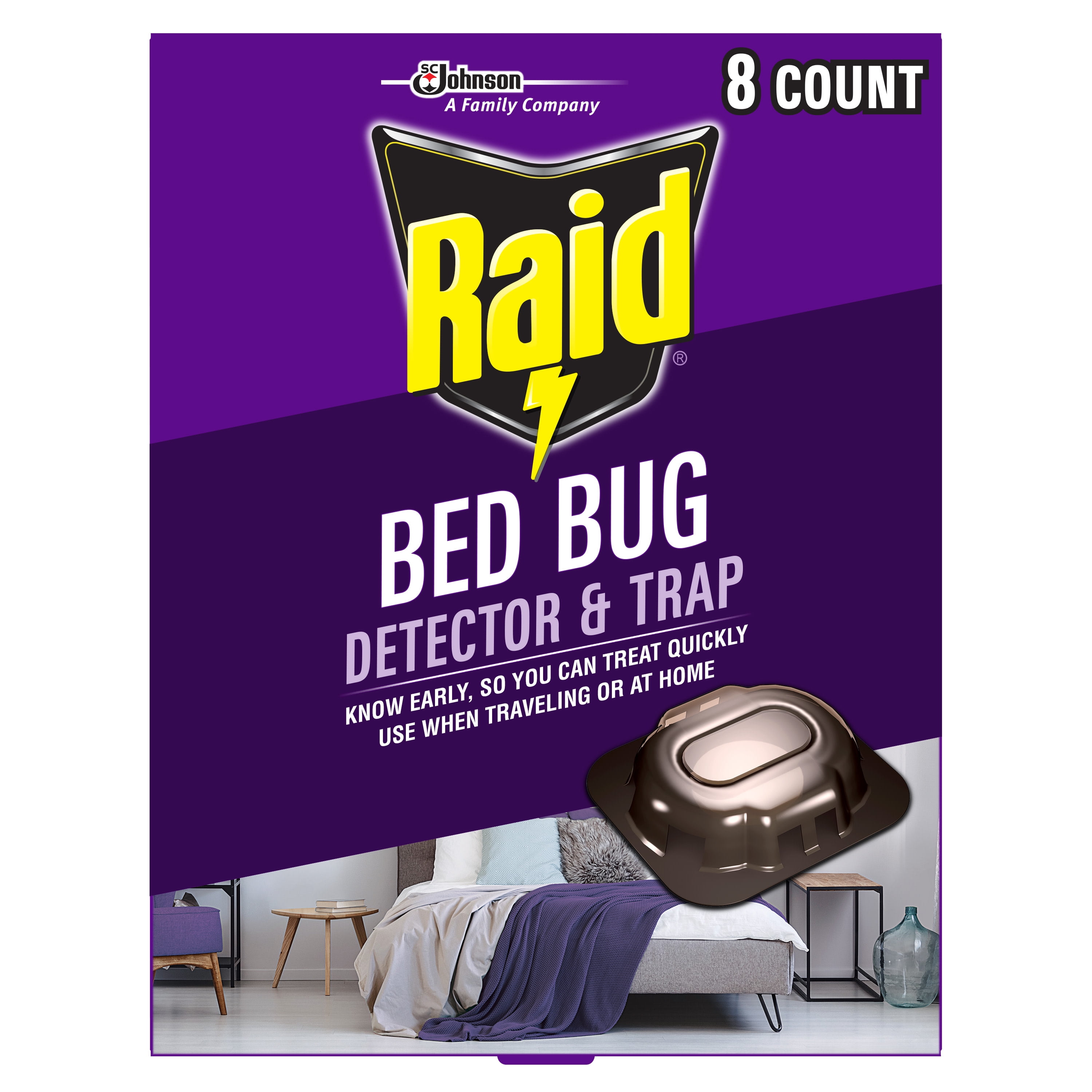 Raid Bed Bug Detector & Trap, Insect Killer, For Home or Travel, 8 Count