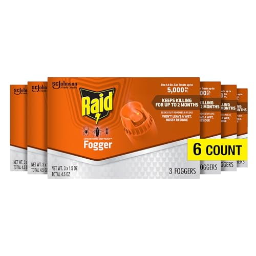 Raid Concentrated Deep Reach Fogger Kills Ants Roaches and Spiders 1.5 Ounce Cans 3 Count (Pack of 6)
