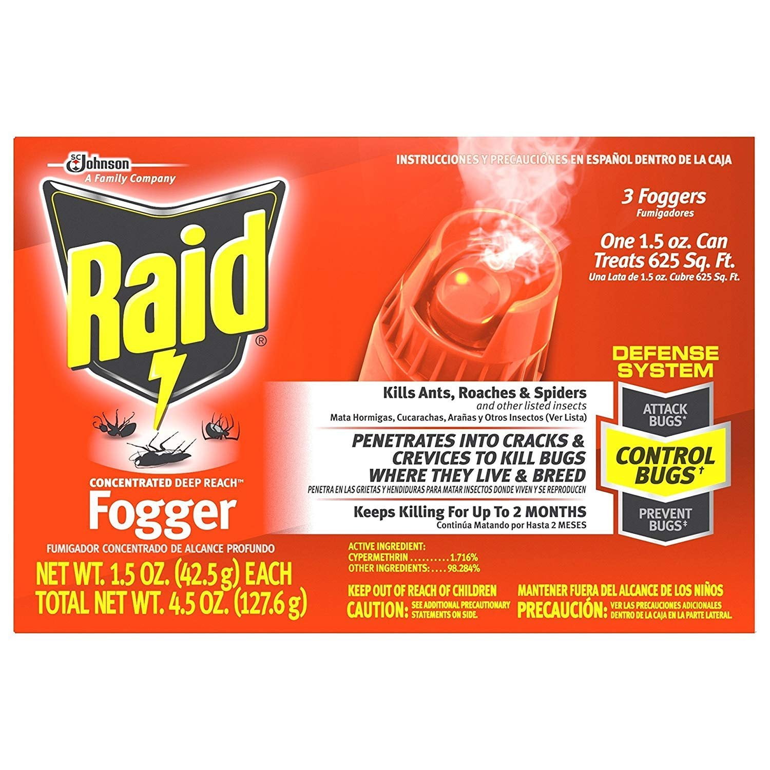 Raid Deep Reach Fogger Insecticide - Indoor Ant Killer - Pack of 3, 4.5 oz
