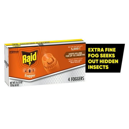 Raid Concentrated Deep Reach Pest Insect Killer & Roach Fogger, 1.5 fl oz, 4 Count
