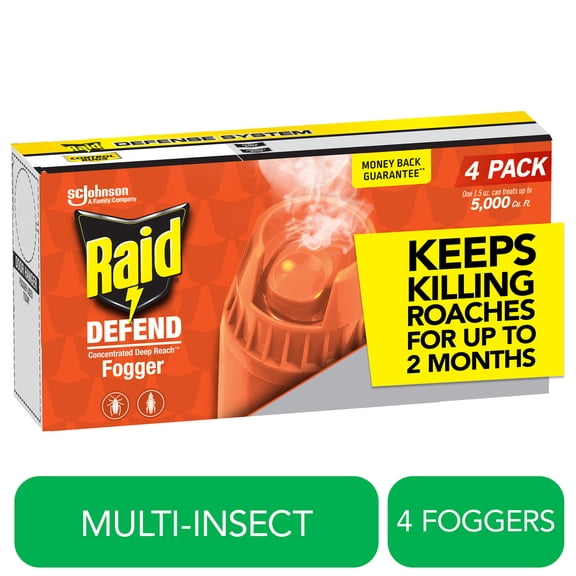 Raid Concentrated Deep Reach Pest Insect Killer & Roach Fogger, 1.5 fl oz, 4 Count