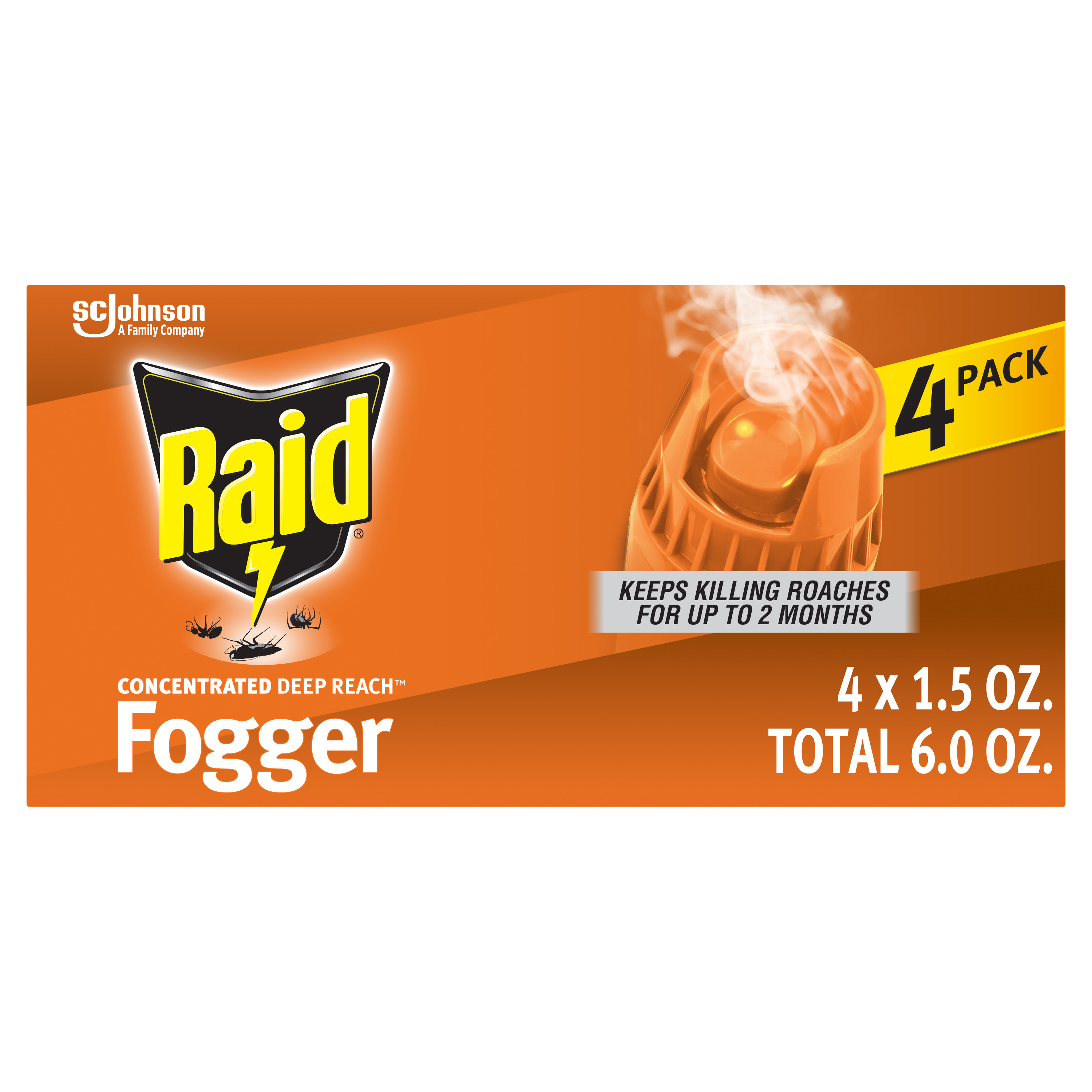 Raid Concentrated Deep Reach Pest Killer & Roach Fogger, 1.5 fl oz, 4 Count - image 1 of 13