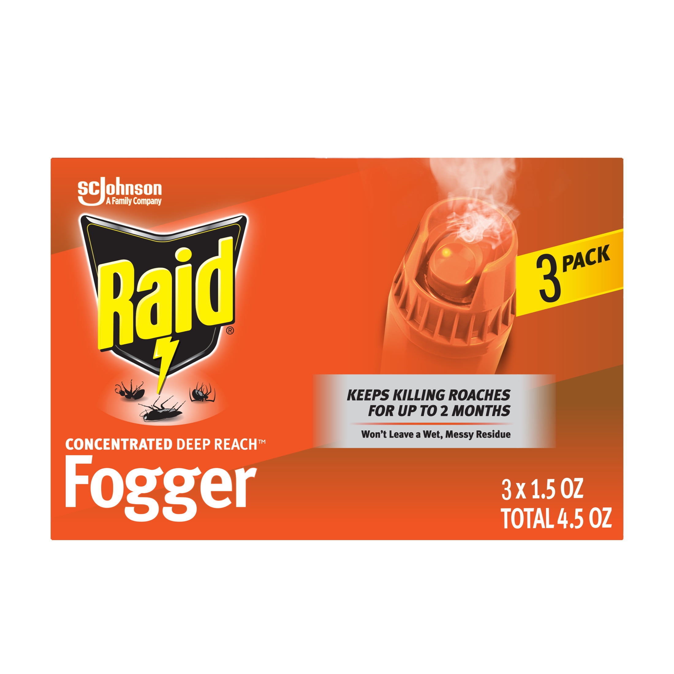 Raid Concentrated Deep Reach Fogger, Indoor Insecticide for Roaches ...