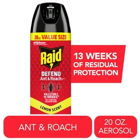 Raid Defend Ant and Roach Killer, Lemon Scent Indoor Bug Control Spray for Home, 20 oz