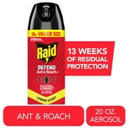 Raid Defend Ant & Roach Killer, Indoor Insecticide, Residual Killing Power, Lemon Scent, 20 oz