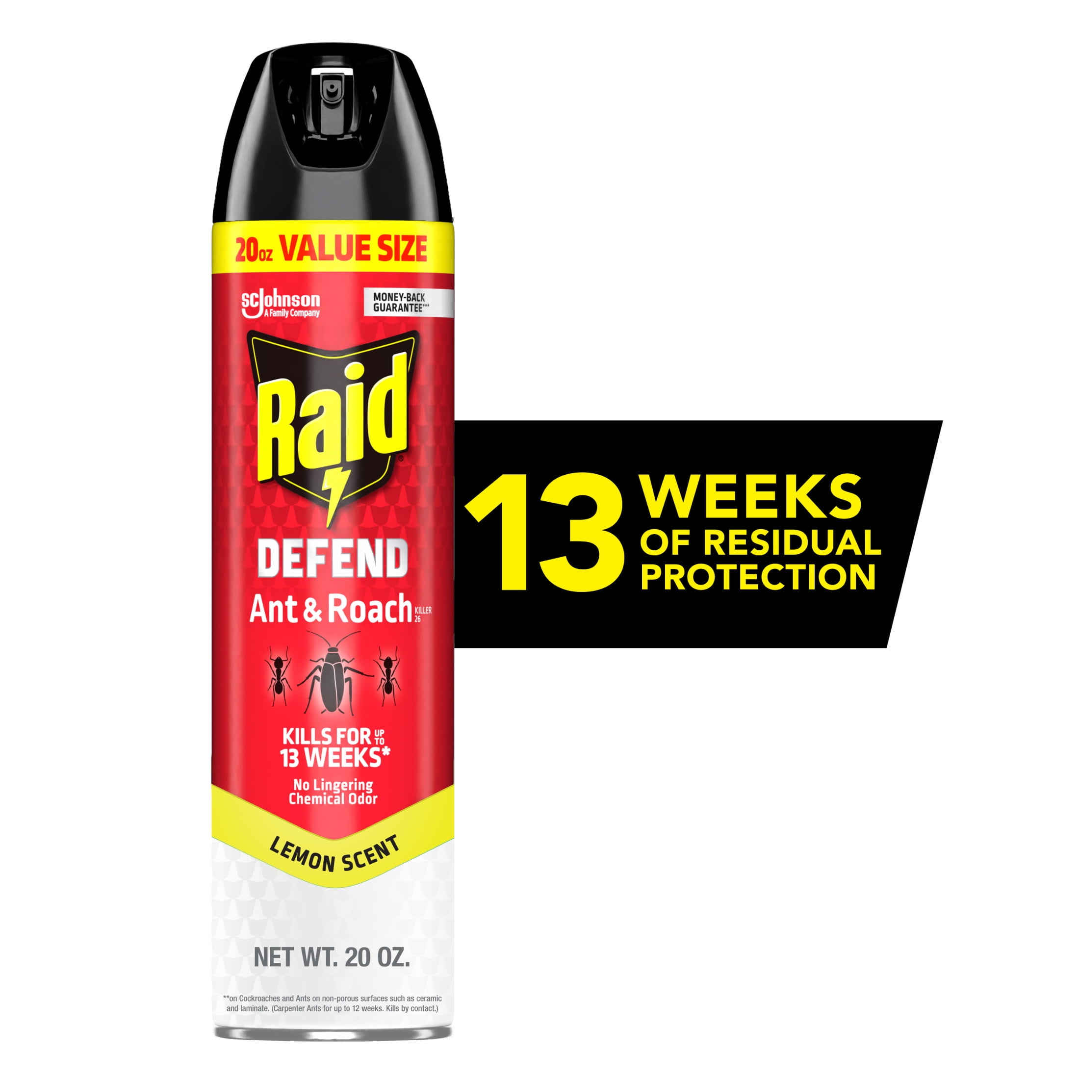 Raid Defend Ant & Roach Killer, Indoor Inse Counticide, Residual Killing Power, Lemon Scent, 20 oz