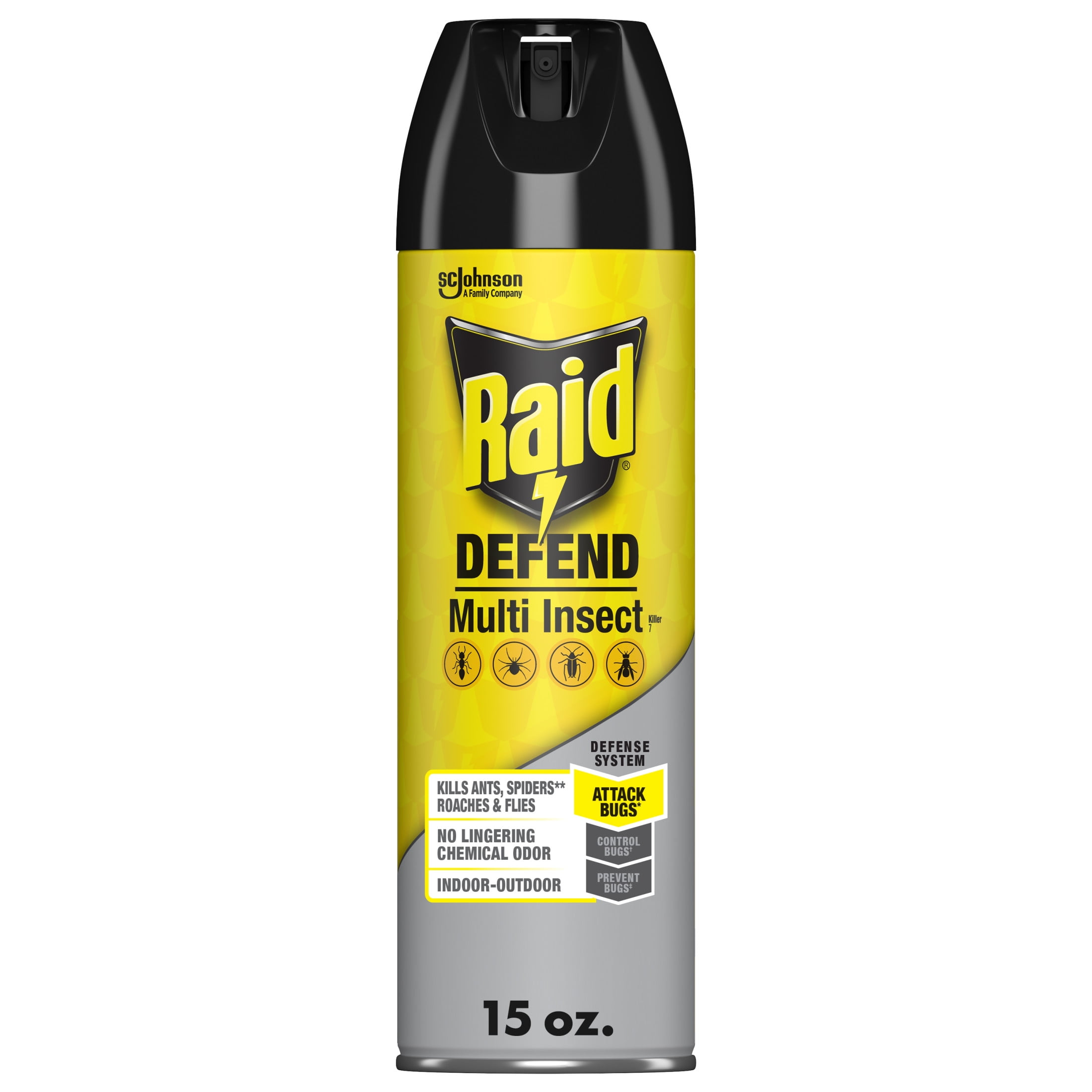 Raid Defend Multi Insect, Indoor and Outdoor Ants, Roaches, Spiders and Flies Insect Killer Bug Spray, 15 oz