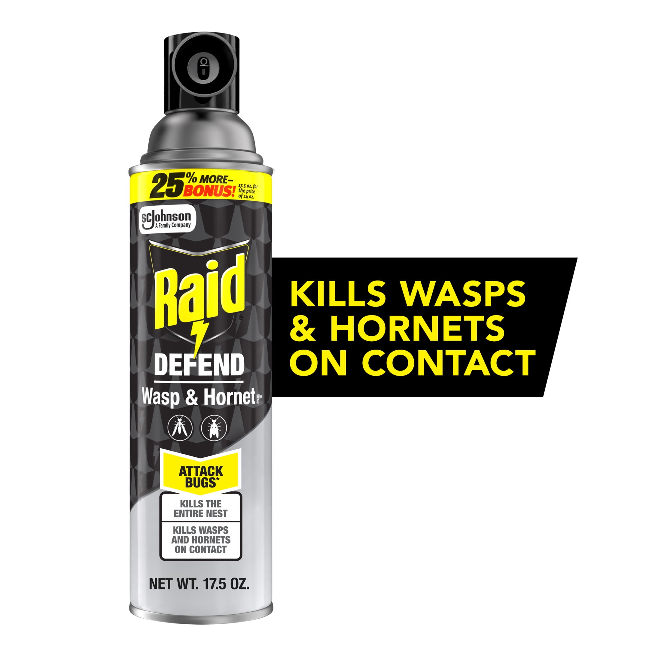 Raid Defend Outdoor Defense System Wasp and Hornet Bug Spray, Inse Count Killer, 17.5 oz