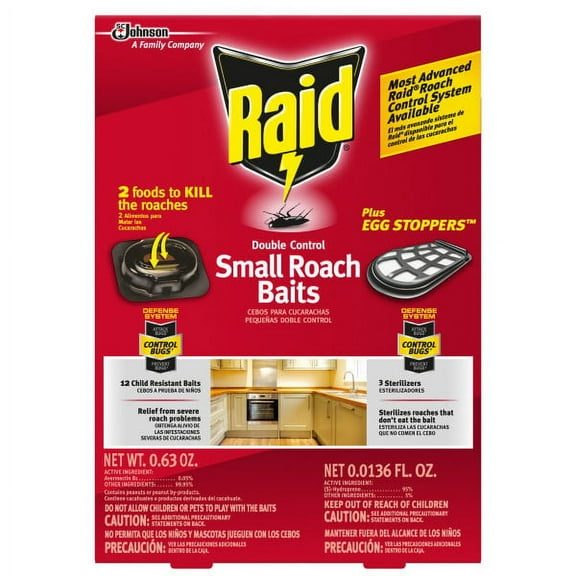 Raid Double Control 12 Small Roach Baits + 3 Egg Stoppers 1 ea, Pack of 4