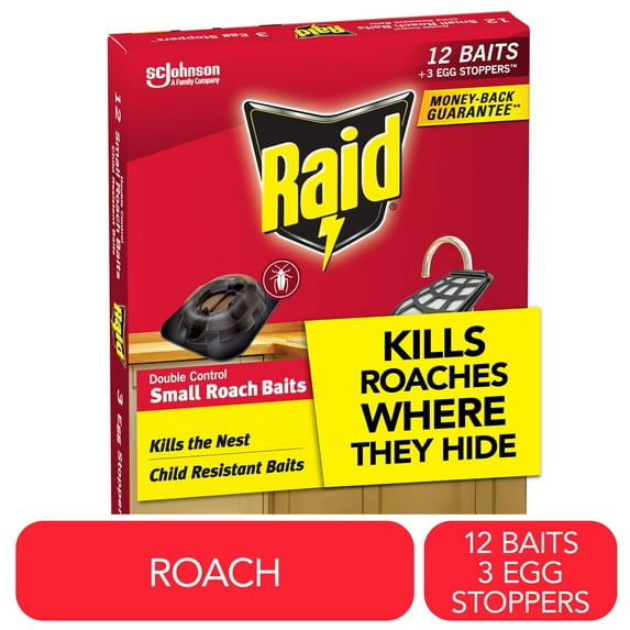 Raid Double Control Indoor and Outdoor Insect Killer, Small Roach Baits, 15 Count