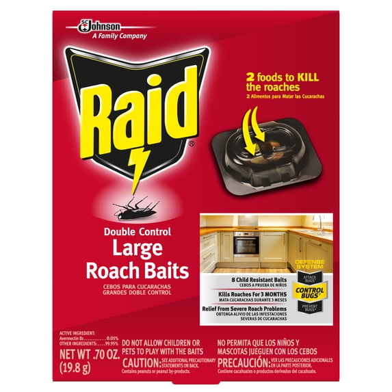 Raid Double Control Large Roach Bait, 8 Count, 3 Pack