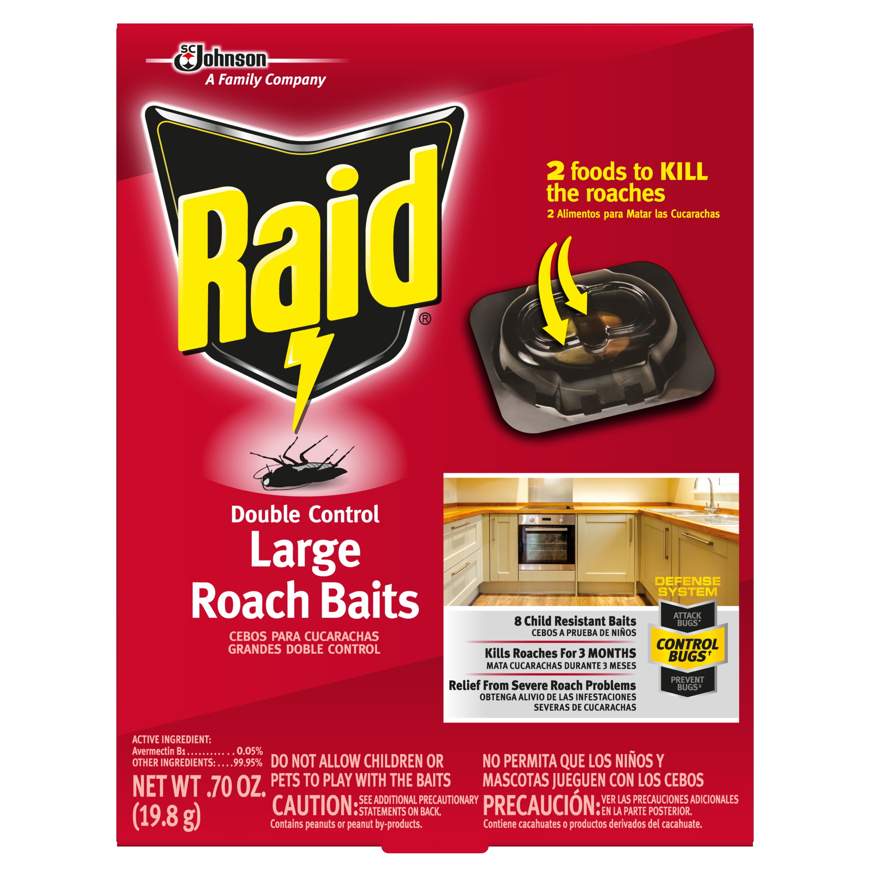Raid Double Control Small Roach Baits Plus Egg Stoppers - 15 Baits, 6 Pack  