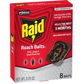 Raid Double Control Large Cockroach Bait, Kills Roach Nests for Home, 8 Ct Bait Stations