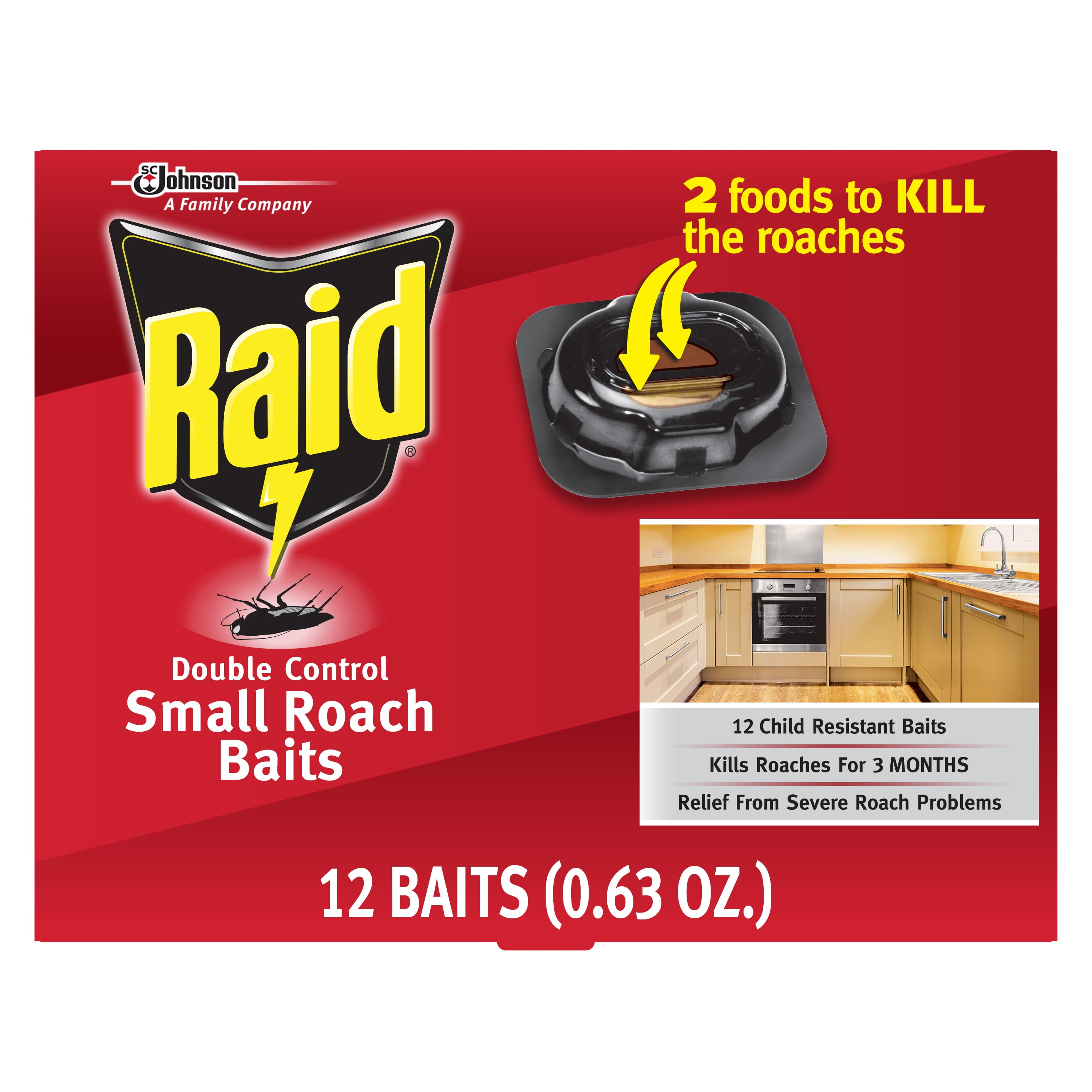Raid Double Control Small Roach Baits, 12 Ct