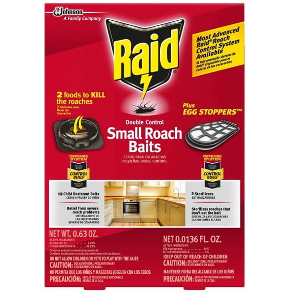 Raid Double Control Small Roach Baits Plus Egg Stopper, 12 CT (Pack -6)
