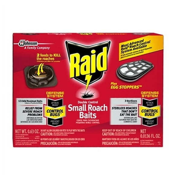 Raid Double Control Small Roach Baits Plus Egg Stoppers - 15 Baits, 6 Pack