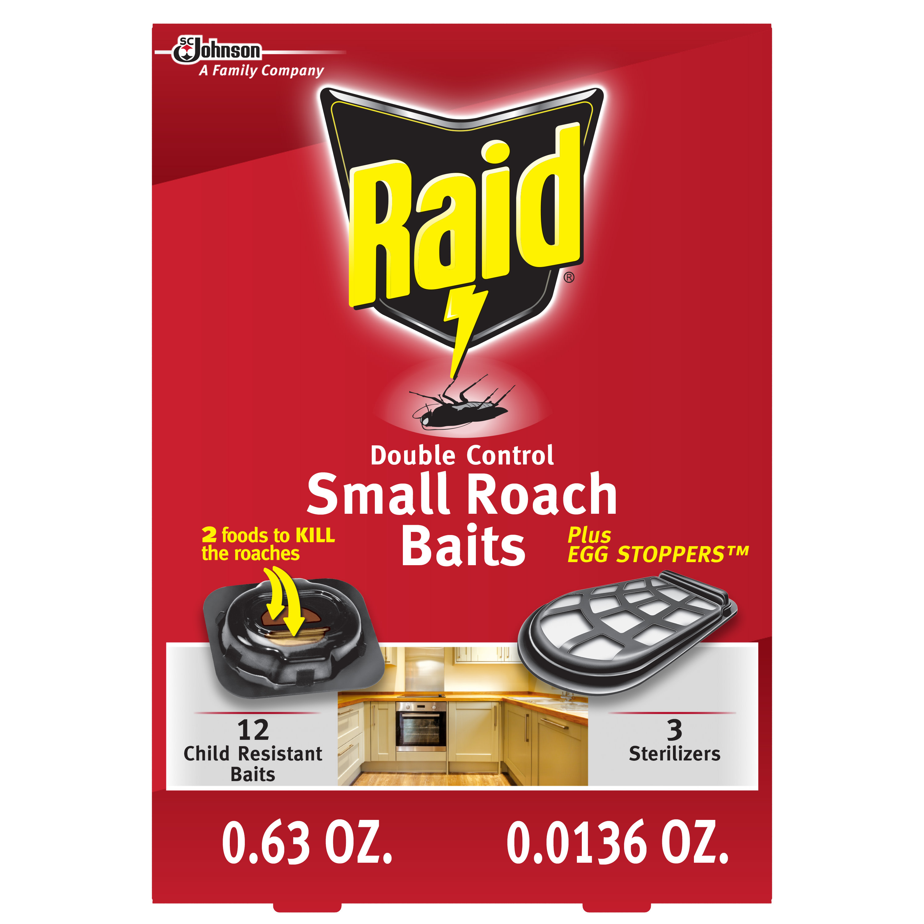 Raid® Double Control Small Roach Baits Plus Egg Stoppers for Cockroaches, 12 ct & 3 ct - image 1 of 13
