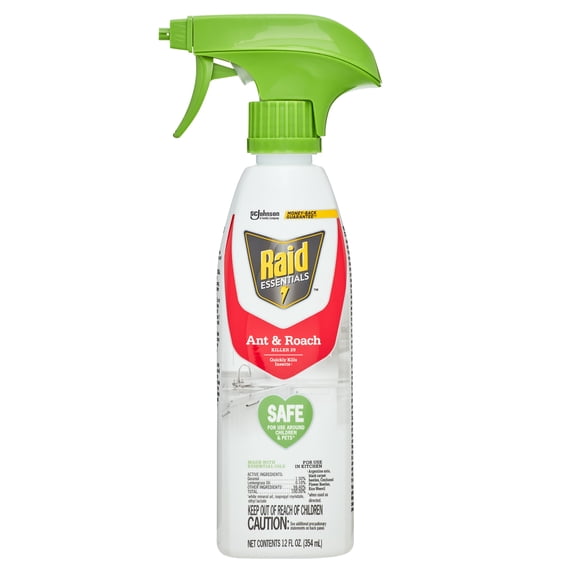 Raid Essentials Ant & Roach Killer 29, Essential Oil Insecticide with Trigger Spray, 12 oz