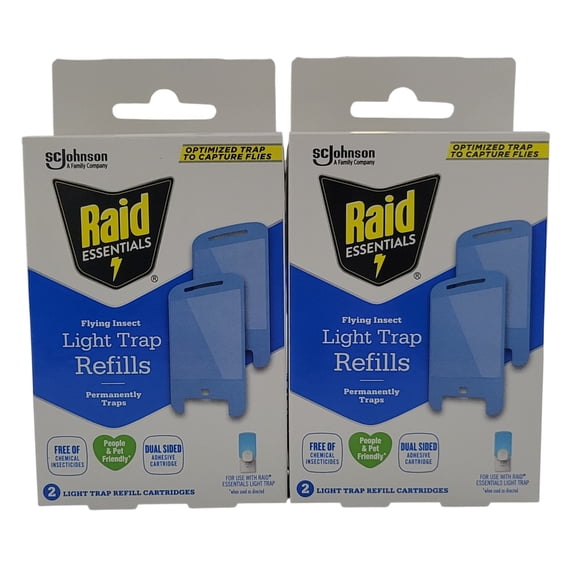 Raid Essentials Flying Insect Light Trap Refills, 2 Count, 2 Pack