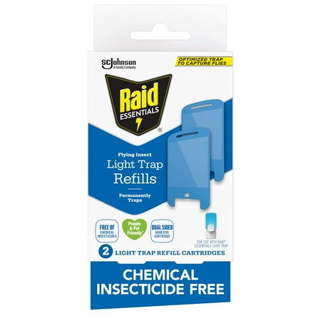 Raid Essentials Flying Insect Light Trap Refills, 2 Cartridges