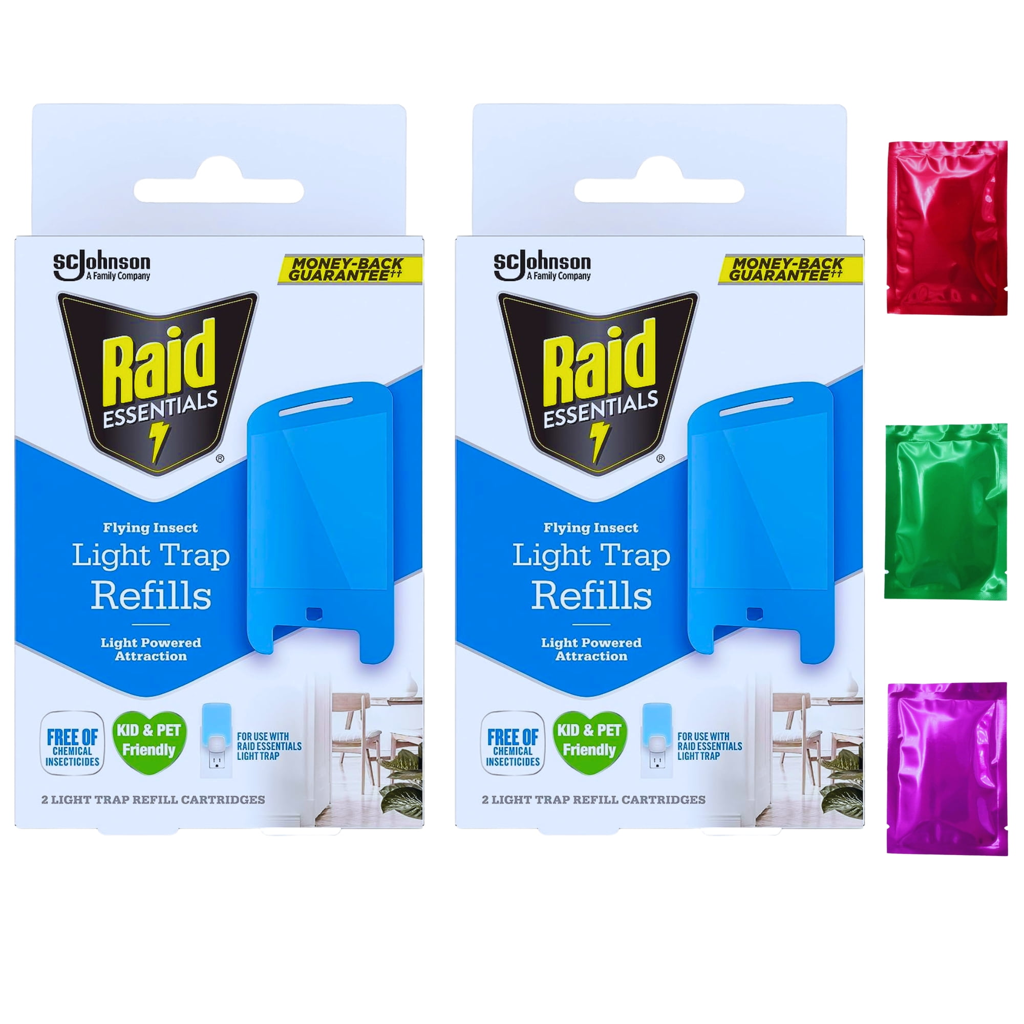 Raid Essentials Indoor Insect Trap Refills, Pack of 2 (4 Total), Child