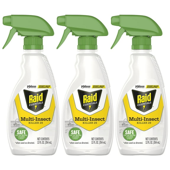 Raid Essentials Multi-Insect Killer Spray Bottle, Child & Pet Safe, for Indoor Use, 12 oz Pack of 3