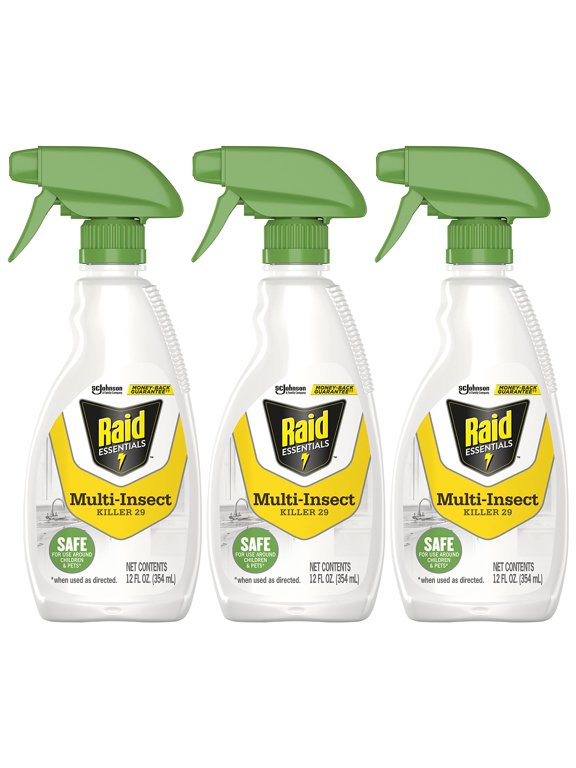Essentials Multi-Insect Killer Spray Bottle, Child & Pet Safe, for Indoor Use, 12 oz Pack of 3