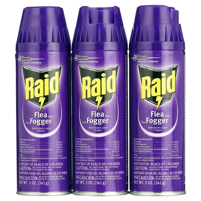Raid Flea Killer Plus Fogger, Room Treatment Flea Bomb Kills up to 4 Months 15 oz, 3 Piece