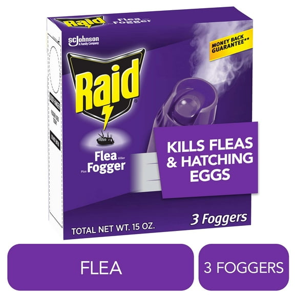 Raid Flea Killer Plus Fogger, Room Treatment Flea Bomb Kills up to 4 Months 15 oz, 3 Piece